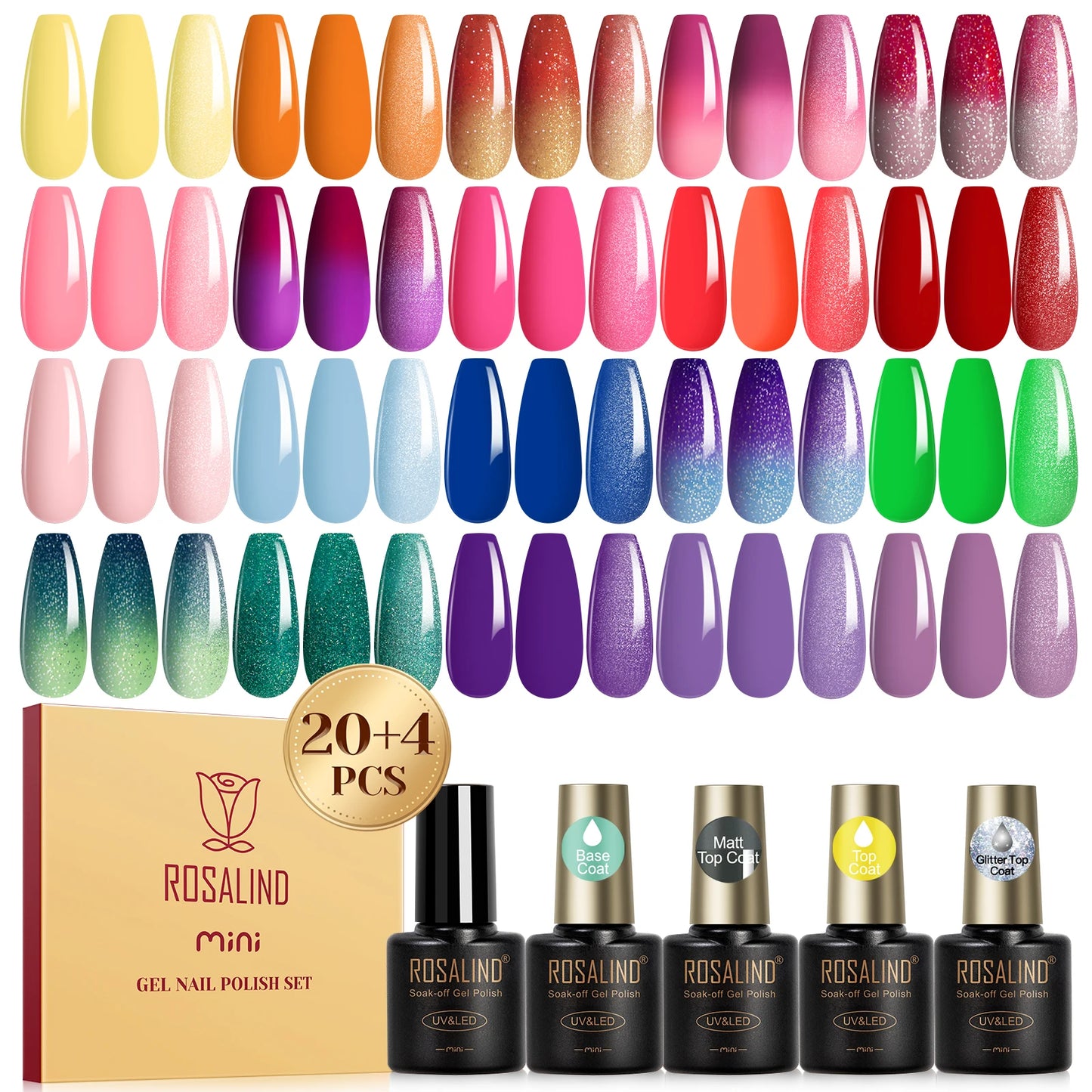 Rosalind Gel Nail Polish With Base And Top Coat 24