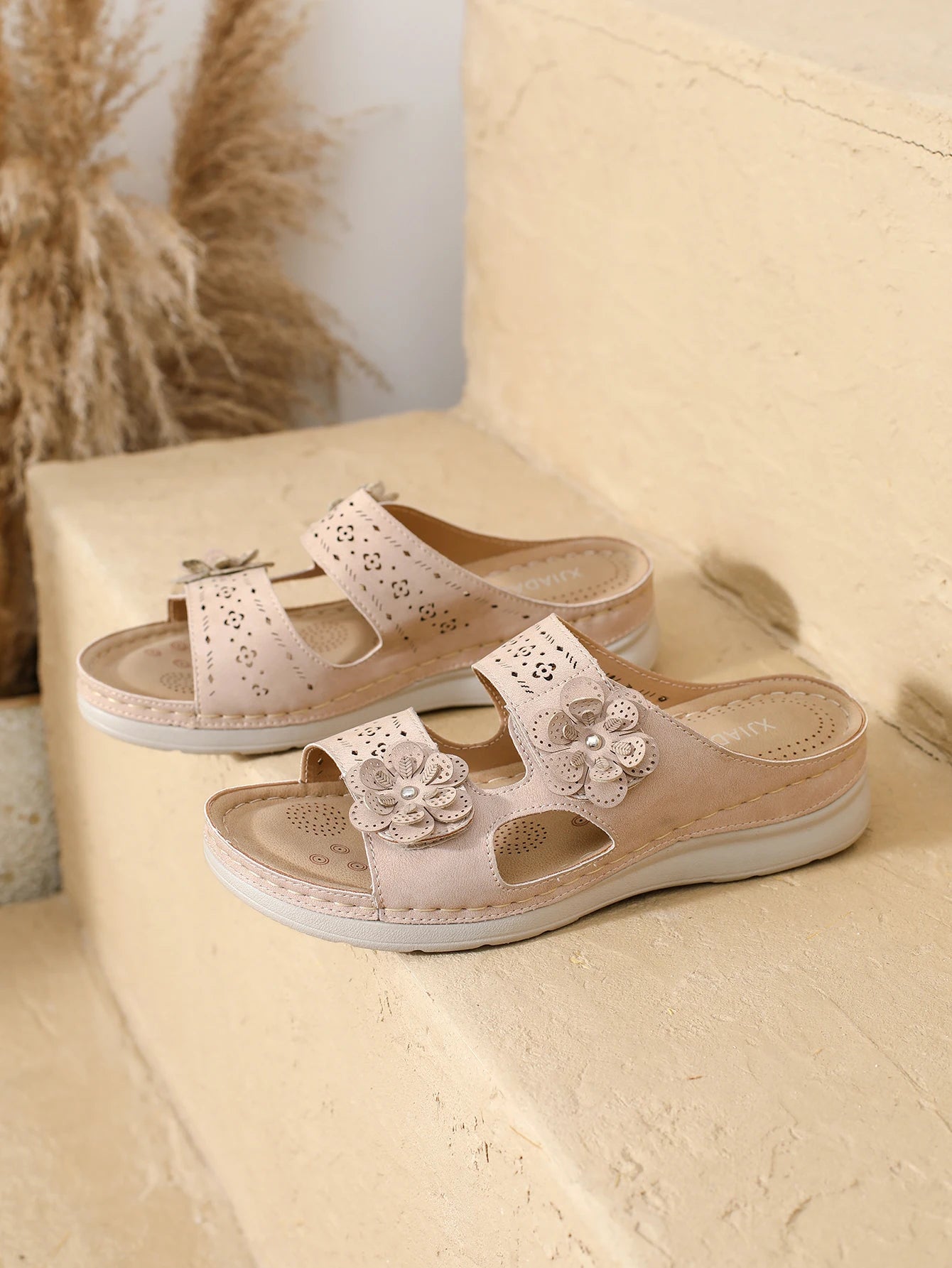Women Slippers Flower Wedge Sandals Summer Fashion Casual