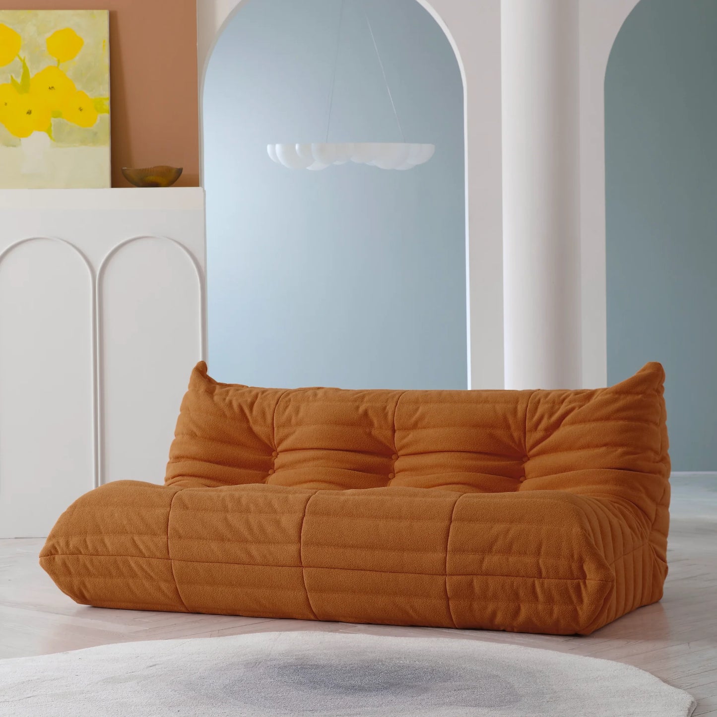 Teddy Fabric Bean Bag Sofas Comfy Lazy Floor Sofa Couch Soft Lounge Chairs Foam-Filled Accent Chair for Living Room Bedroom