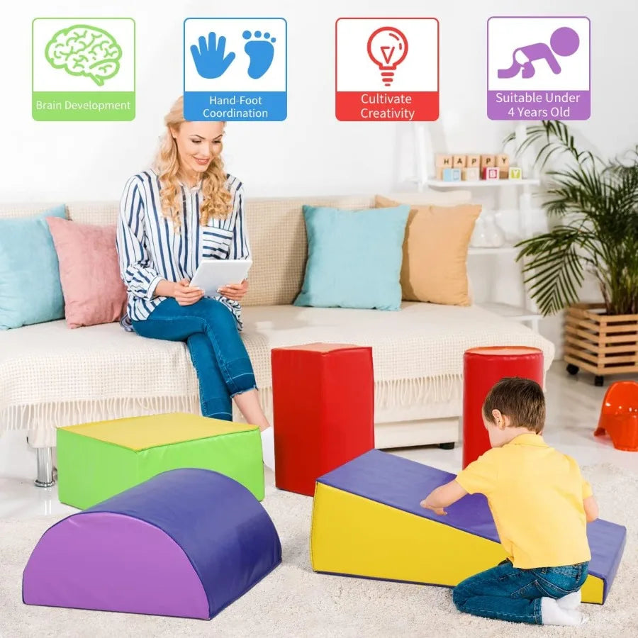 Climb and Crawl Toys for Toddlers 13 Baby Playing Blocks 5pcs Climbing Toys Indoor Crawling Gym Equipment for Toddler Fun Foam
