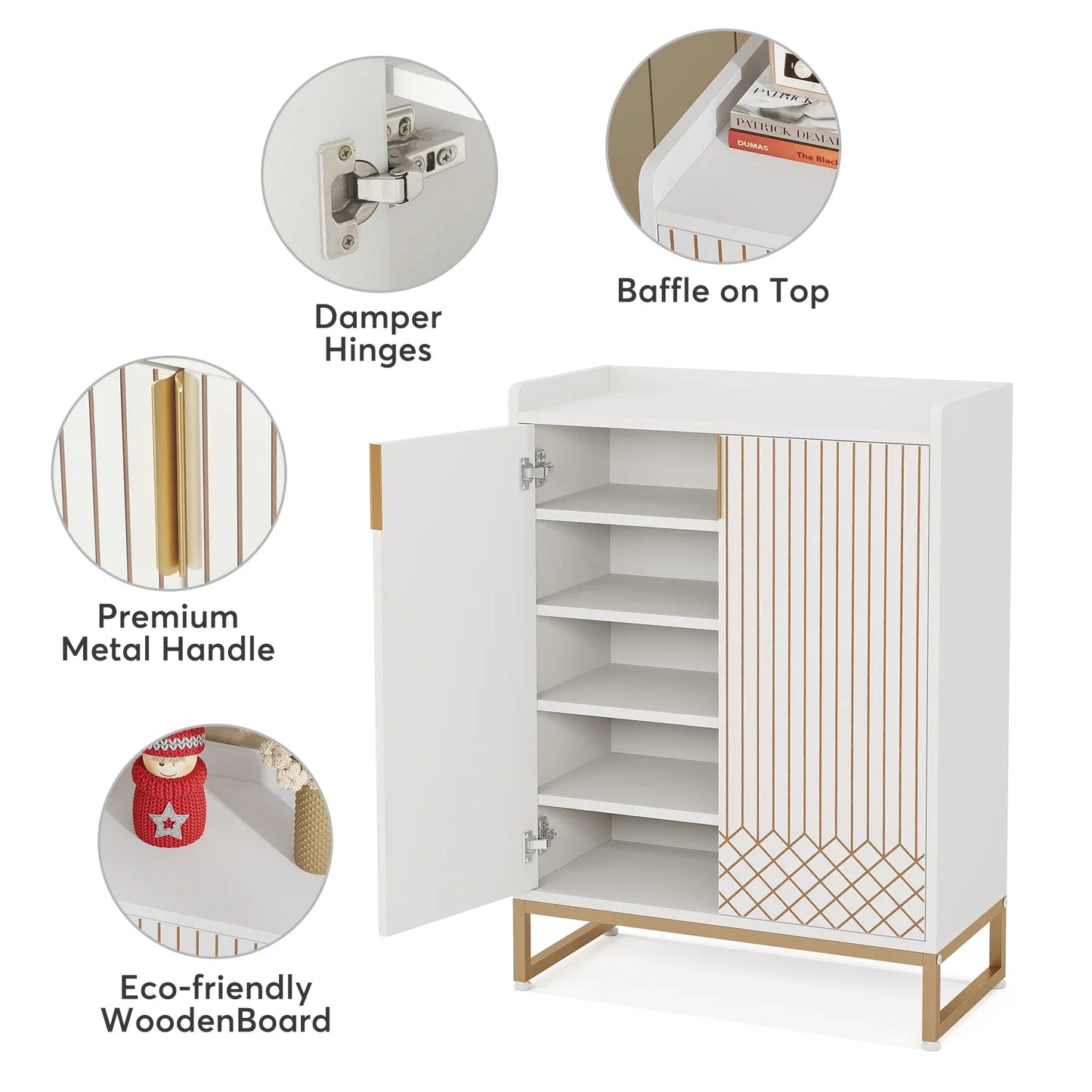 Tribesigns 5 Tier Shoe Cabinet Wood Storage Organizer