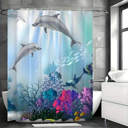Online Goods Warehouse Dolphin Shower Curtain Undersea
