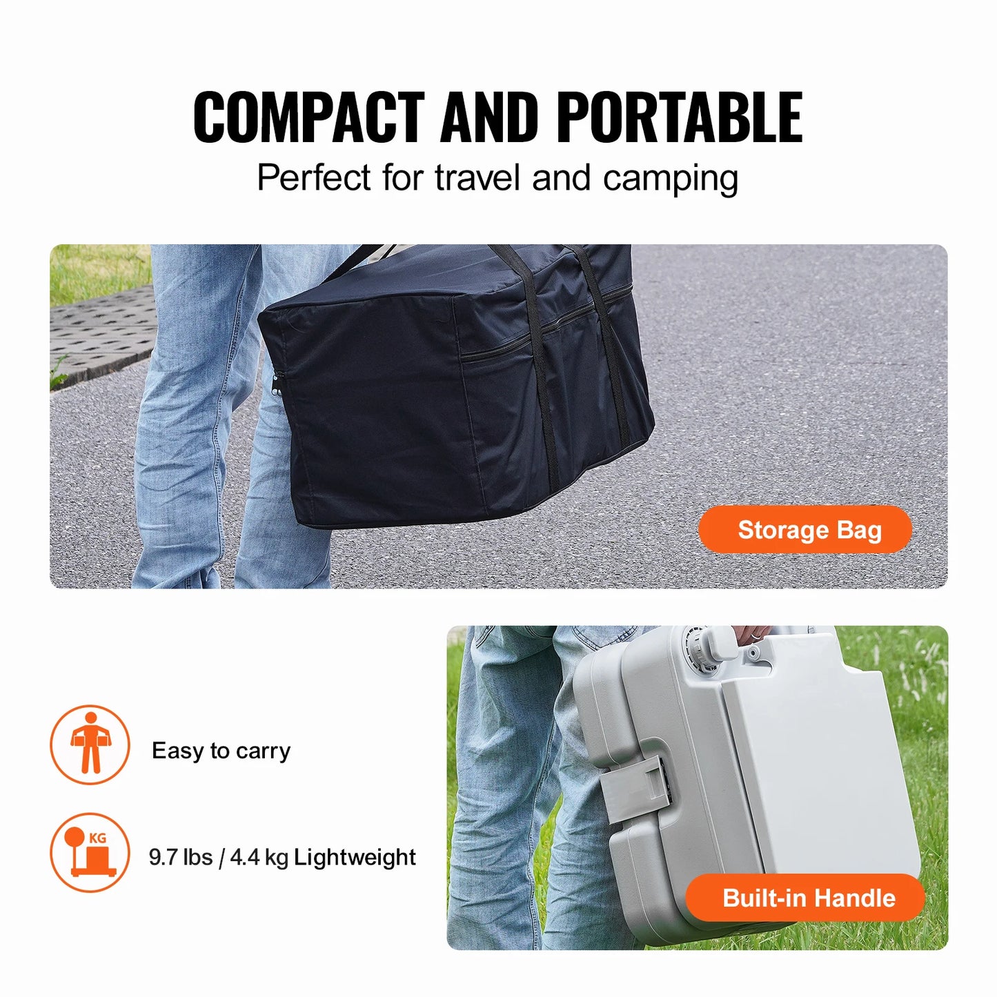 SucceBuy Portable Camping Toilet Pressurized Flush Odorless