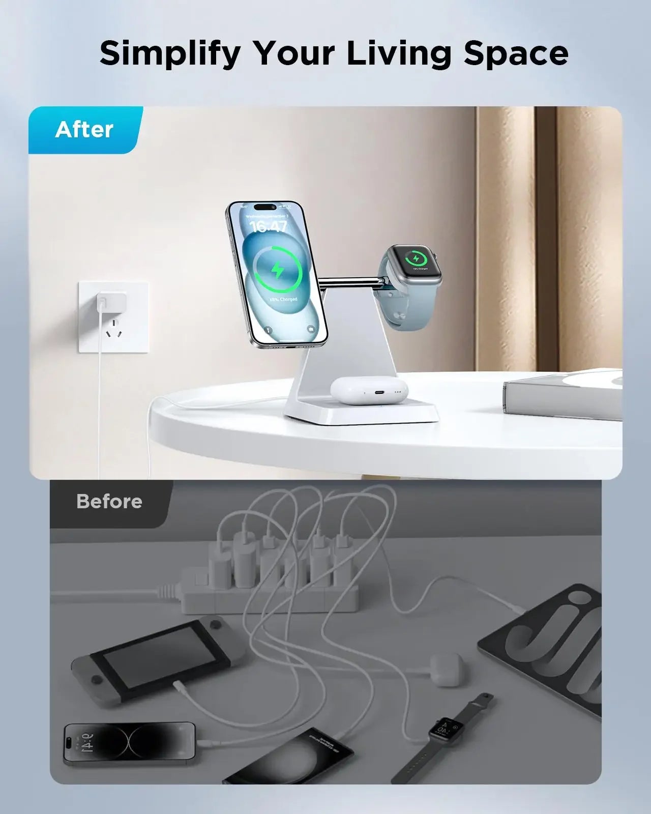 Iseyyox Magnetic 3 in 1 Wireless Charger for Apple iPhone