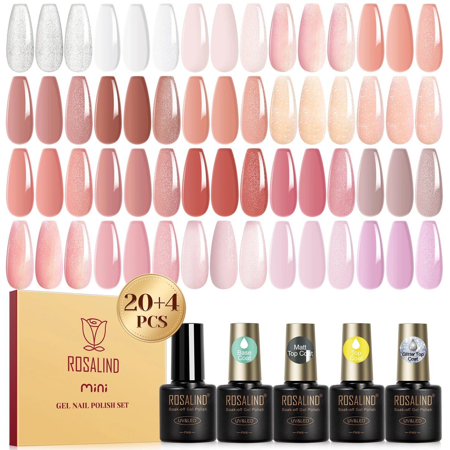 Rosalind Gel Nail Polish With Base And Top Coat 24