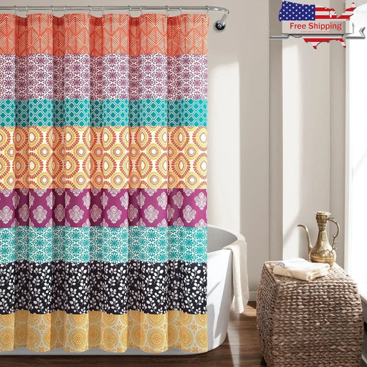 DUTRIEUX Bohemian Stripe Shower Curtain Polyester Durable