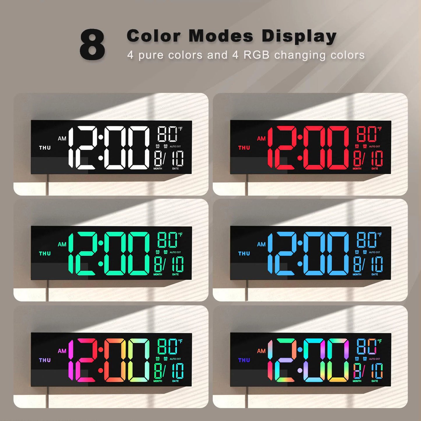 Digital Wall Clock With LED Display Remote And Temperature