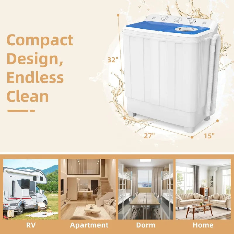 Zynkez Portable Twin Tub Washing Machine With Drain Pump