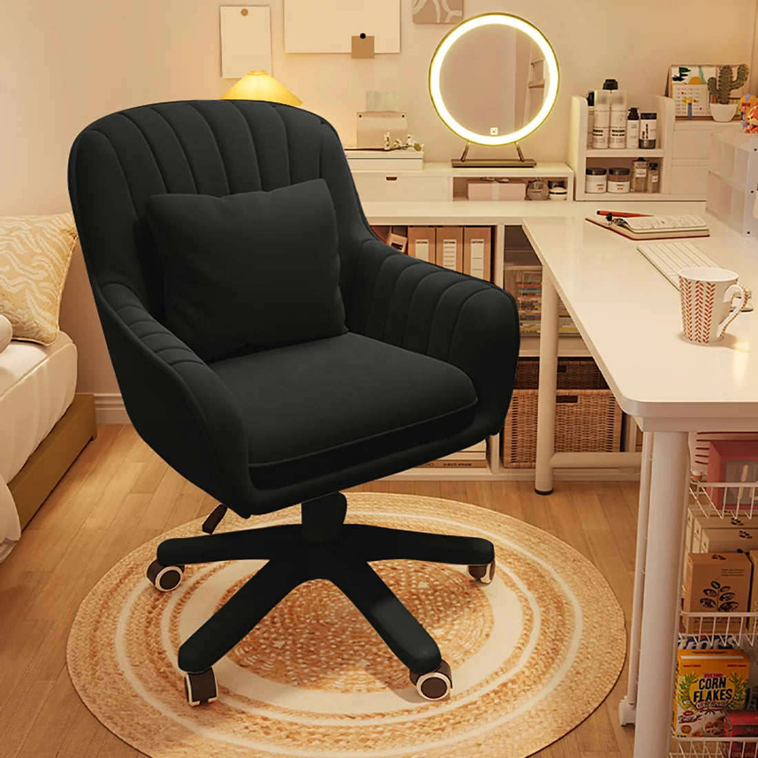 WXJHL Mid Back Velvet Office Chair Swivel Upholstered