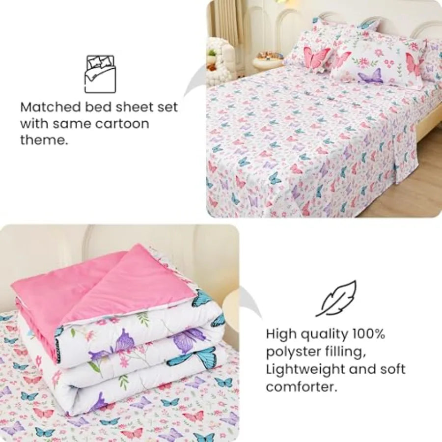 Size Comforter Sets for Girls 6 Pieces Bed in a Bag Bedding Comforter Sheet Set with Shams Decorative Toy Pillow Ultral Soft Mi