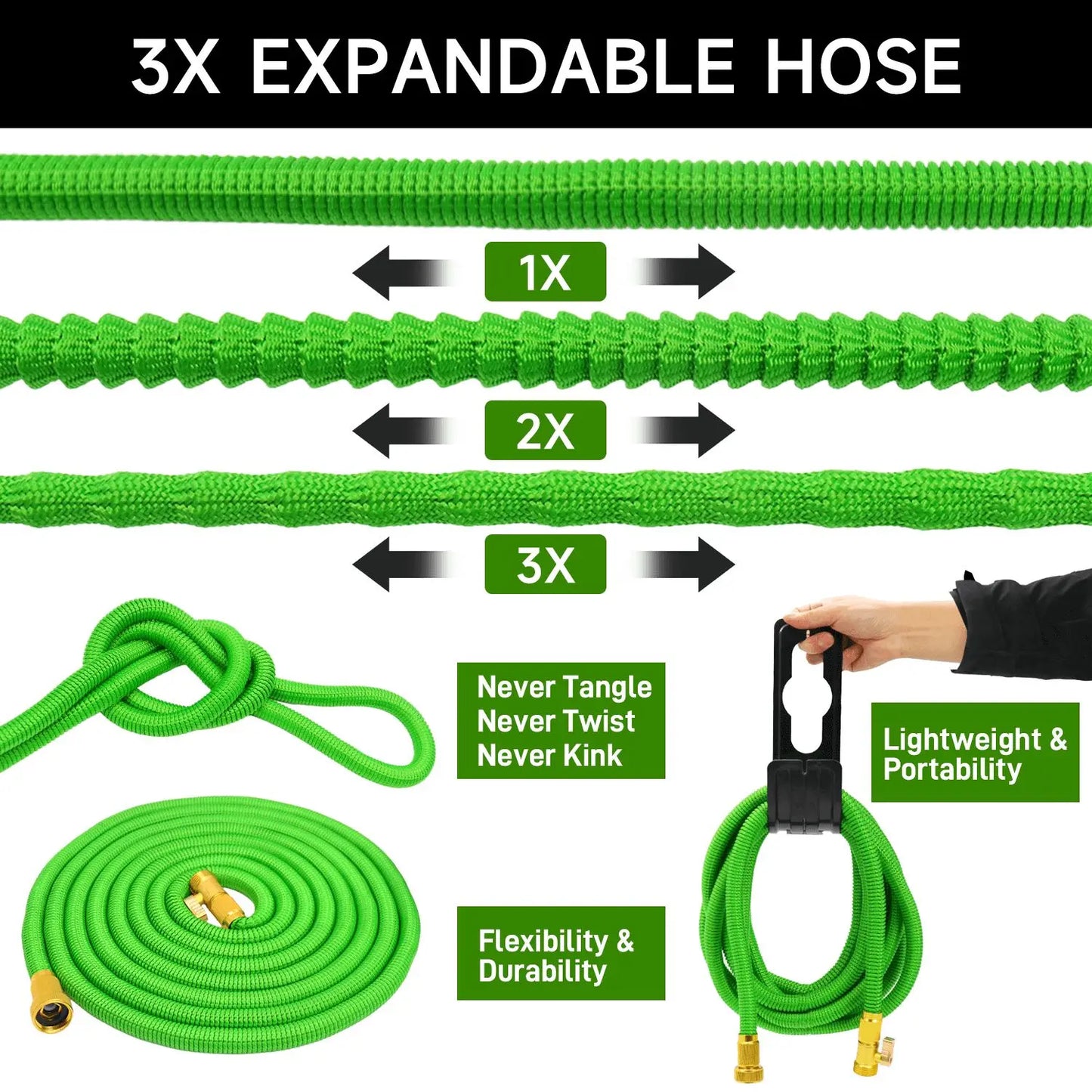 GardenJoy Expandable Garden Hose With Spray Nozzle