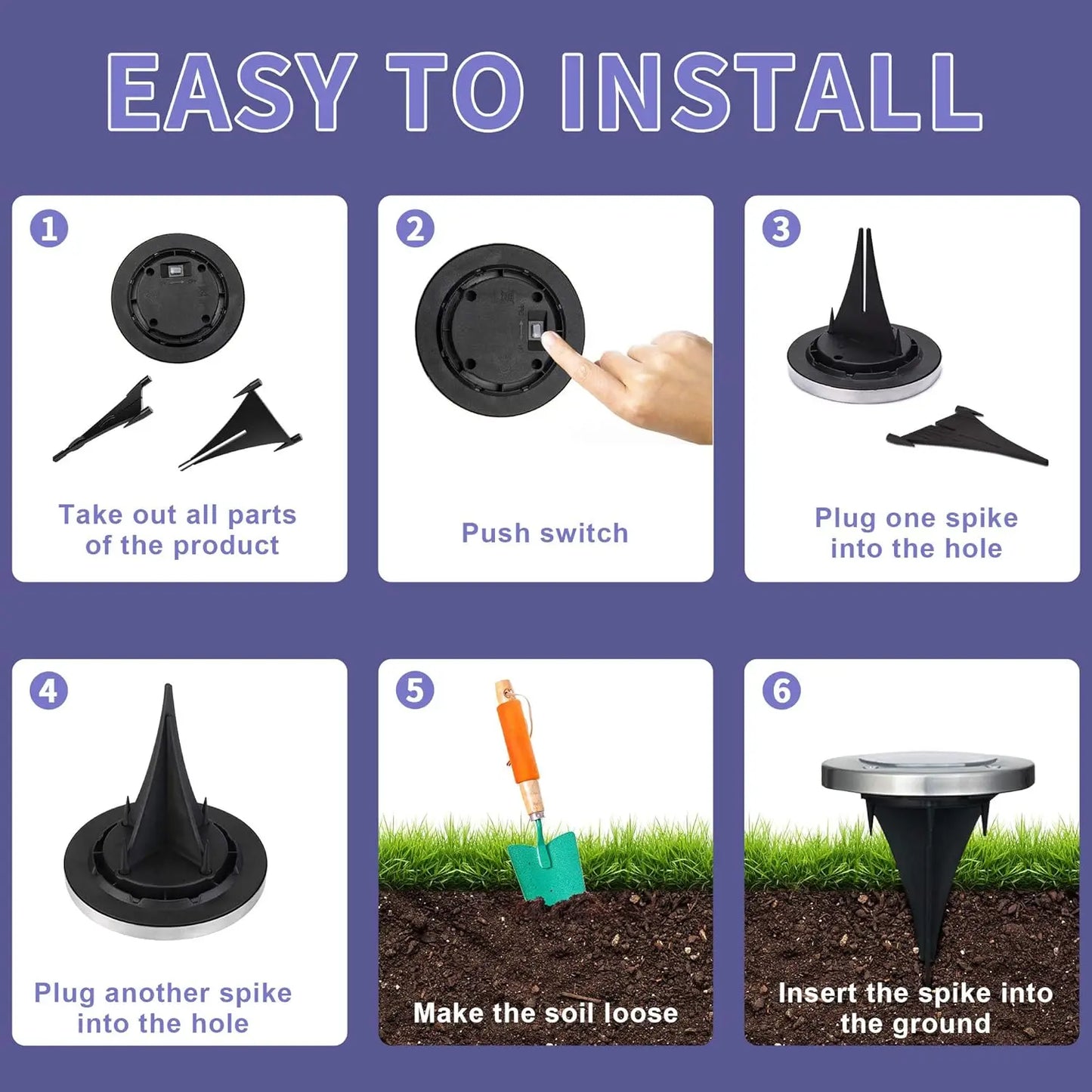 KPSTEK Solar 8 LED Outdoor Landscape Lights for Garden Path
