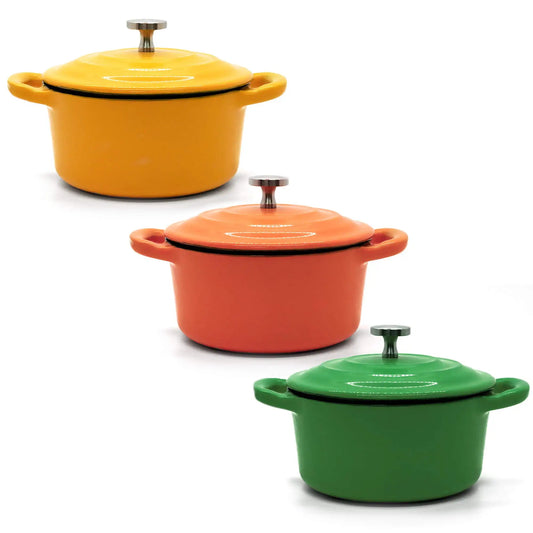 XMSJ Enameled Cast Iron Mini Pot Cocotte With Lid Set