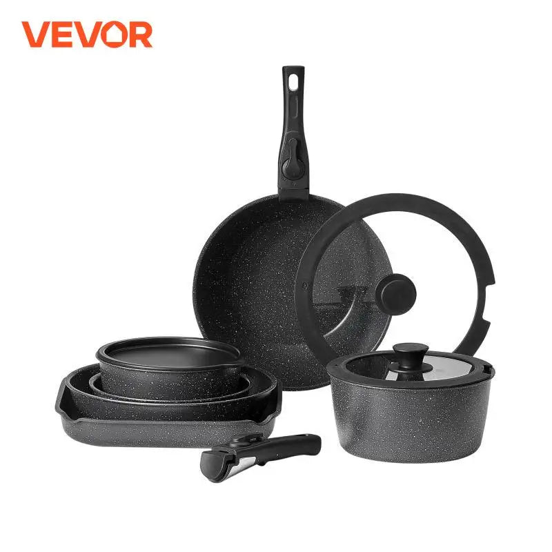 VEVOR Nonstick Cookware Set Granite Pots and Pans Induction