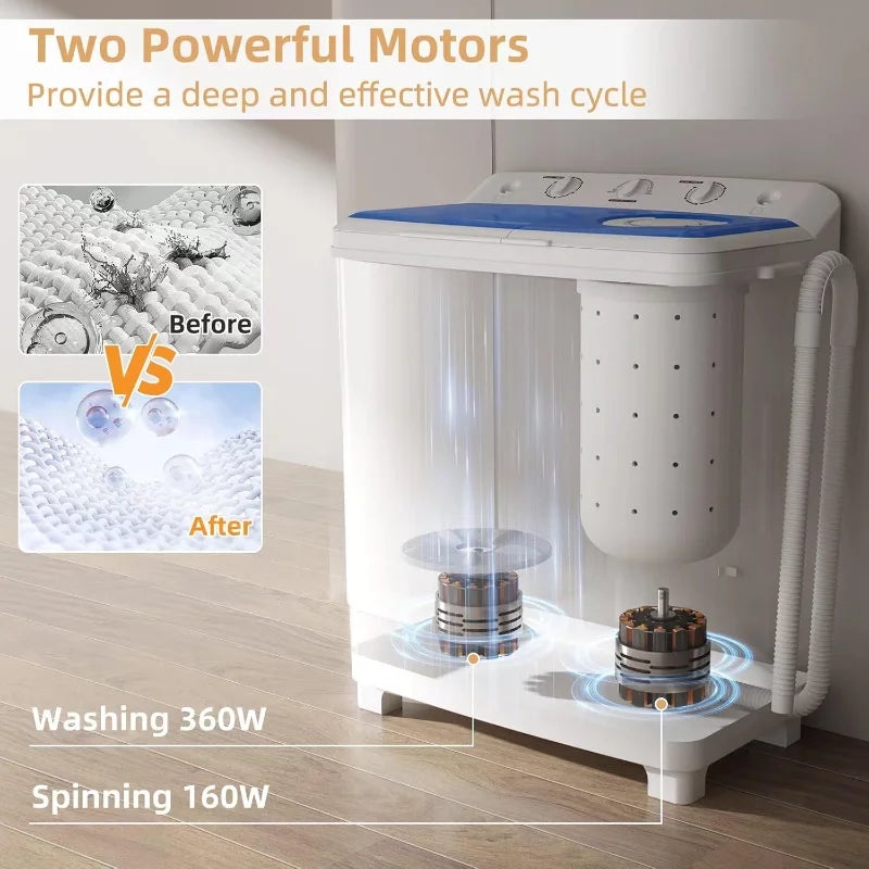 Zynkez Portable Twin Tub Washing Machine With Drain Pump