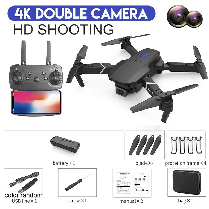 QJ RC Drone 4K Foldable FPV With 1080P UltraWide Camera