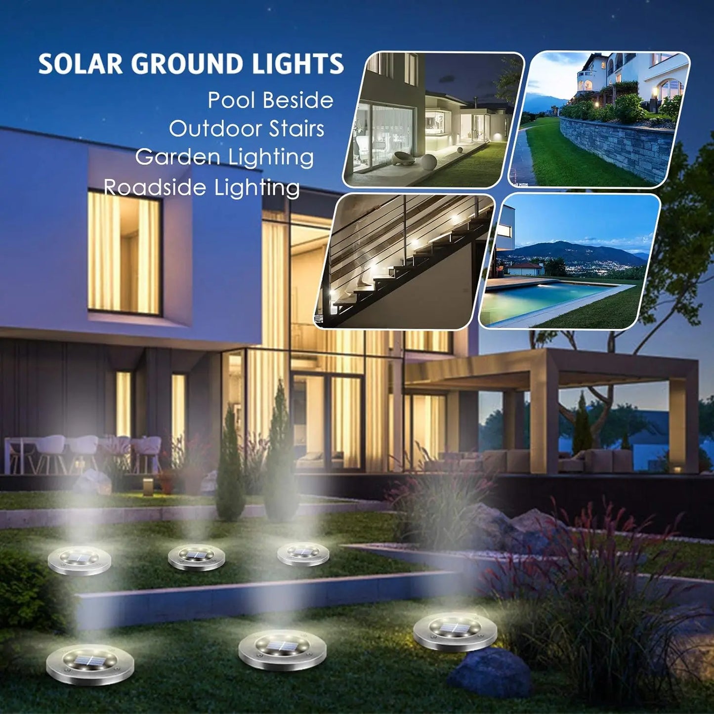 KPSTEK Solar 8 LED Outdoor Landscape Lights for Garden Path
