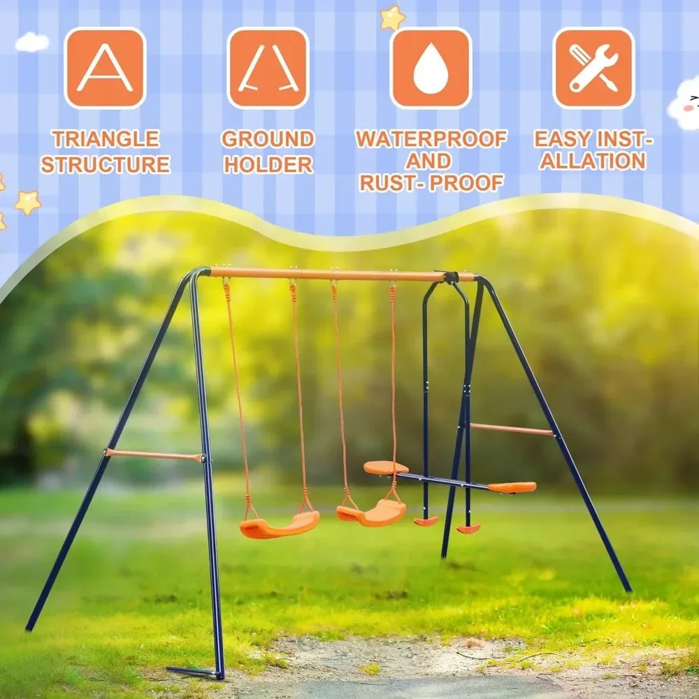 HUANZHUANG Outdoor Swing Set A Frame Heavy Duty Metal
