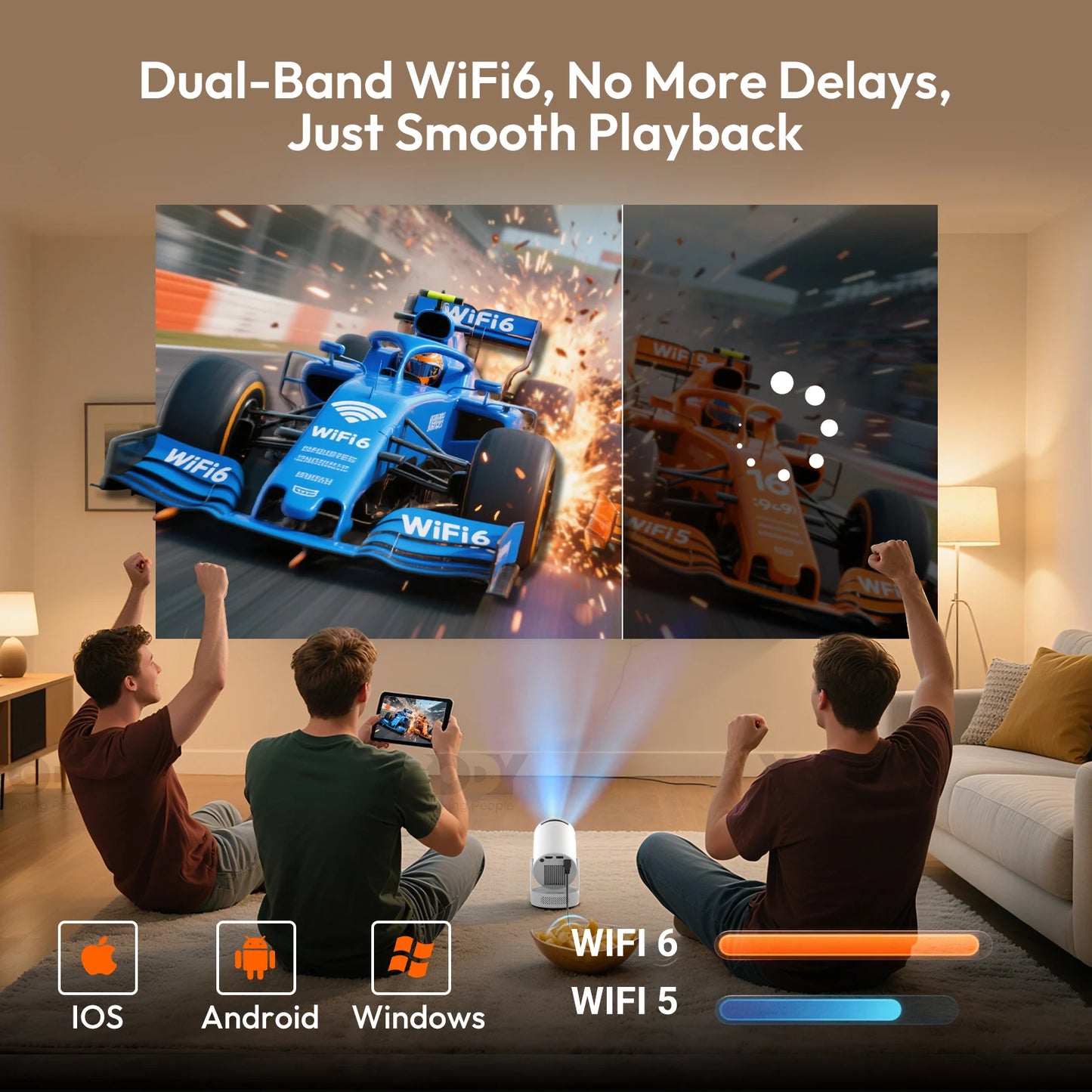 XGODY 4K LED Projector 12000 Lumen WiFi 6 Bluetooth 5.0