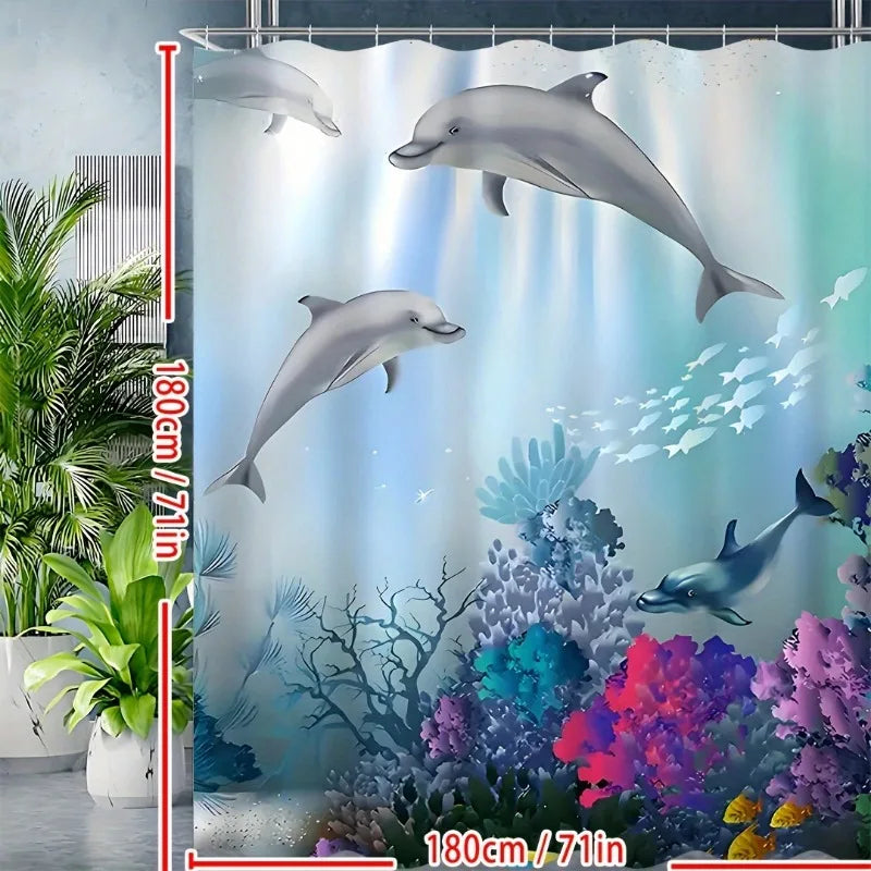 Online Goods Warehouse Dolphin Shower Curtain Undersea