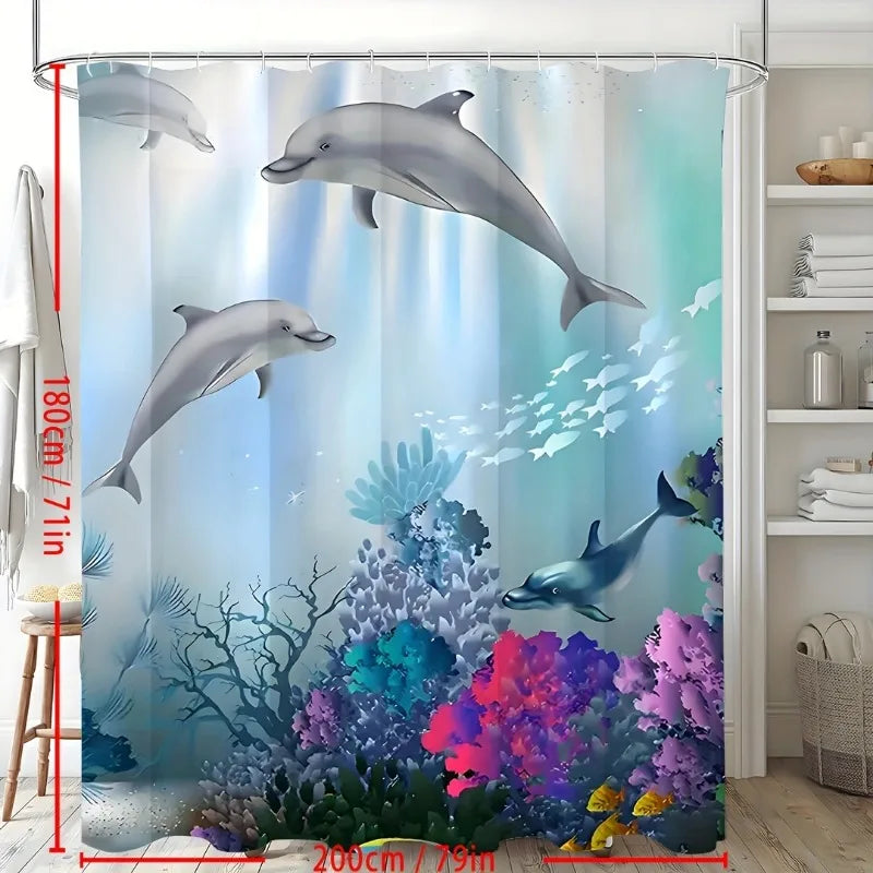 Online Goods Warehouse Dolphin Shower Curtain Undersea