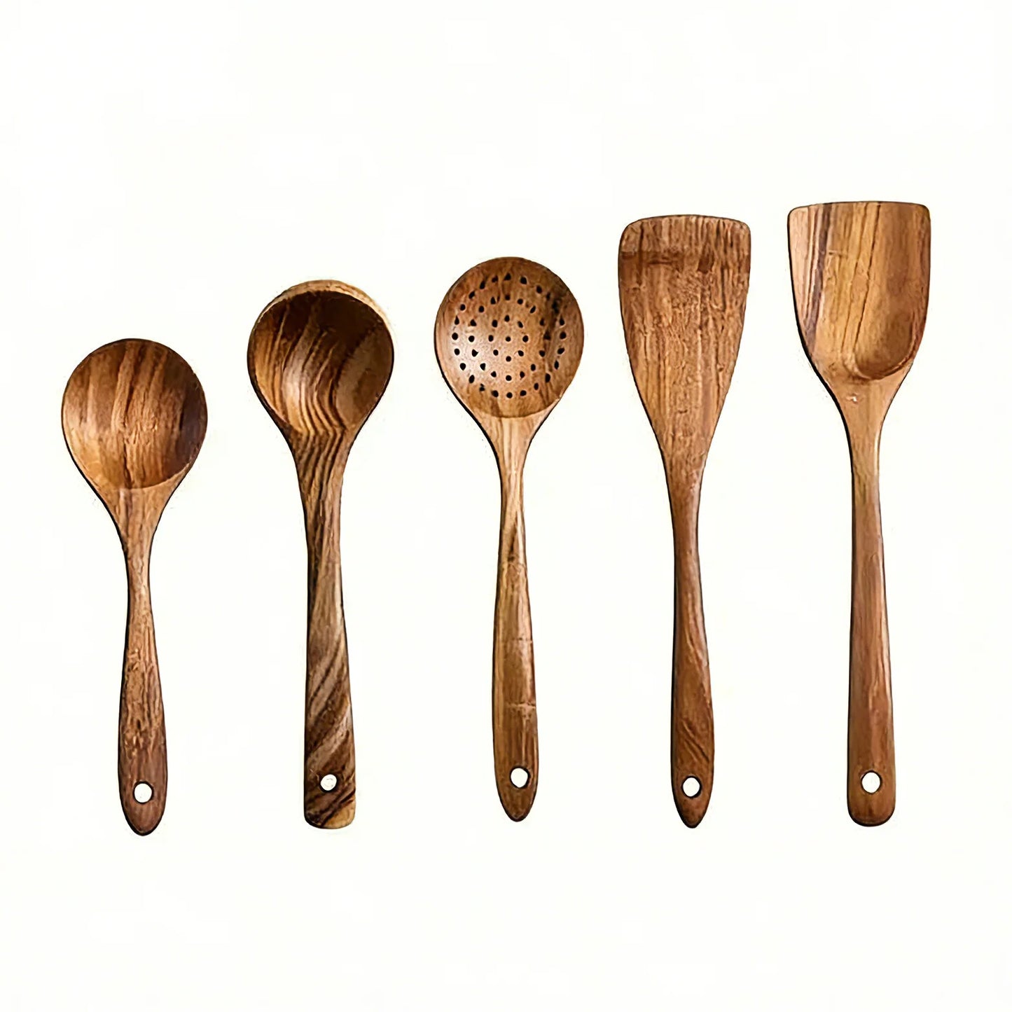 Wooden Kitchen Utensil Set FivePiece Non Scratch Spatulas