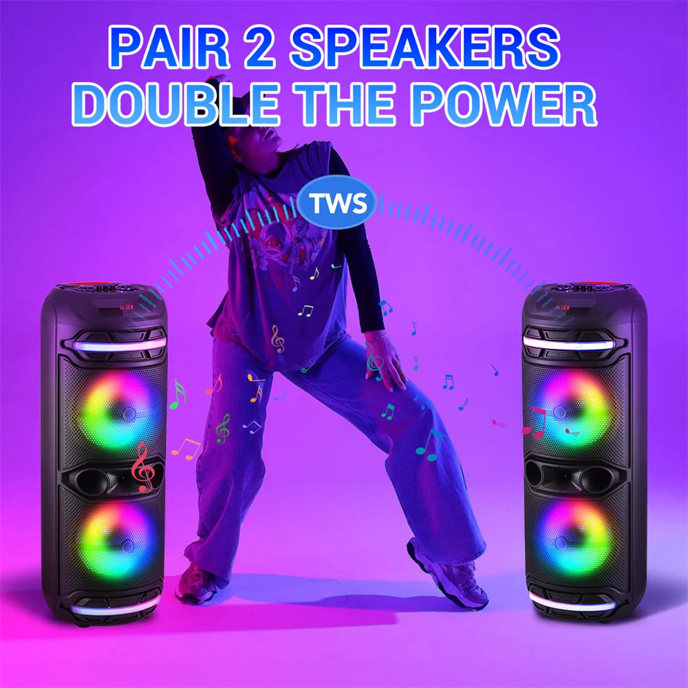 CURUK Dual 12 Bluetooth Speaker Boombox With Subwoofer