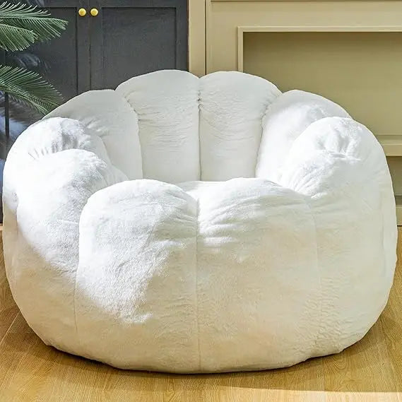 Bean Bag Chair with Filler, Faux Fur Comfy Chair with Petal Armrest Fluffy Lounge Chair for Bedroom, Living Room, Dorm, Game - G
