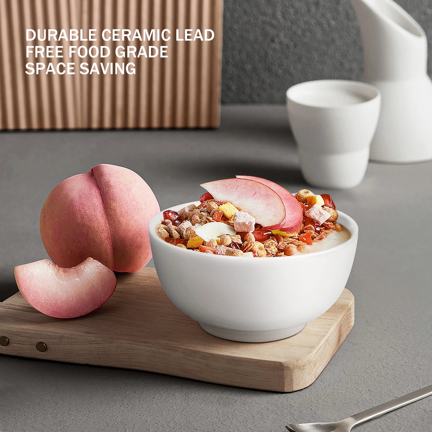 Noned Porcelain Bowls Set 8 Pack Microwave Dishwasher Safe