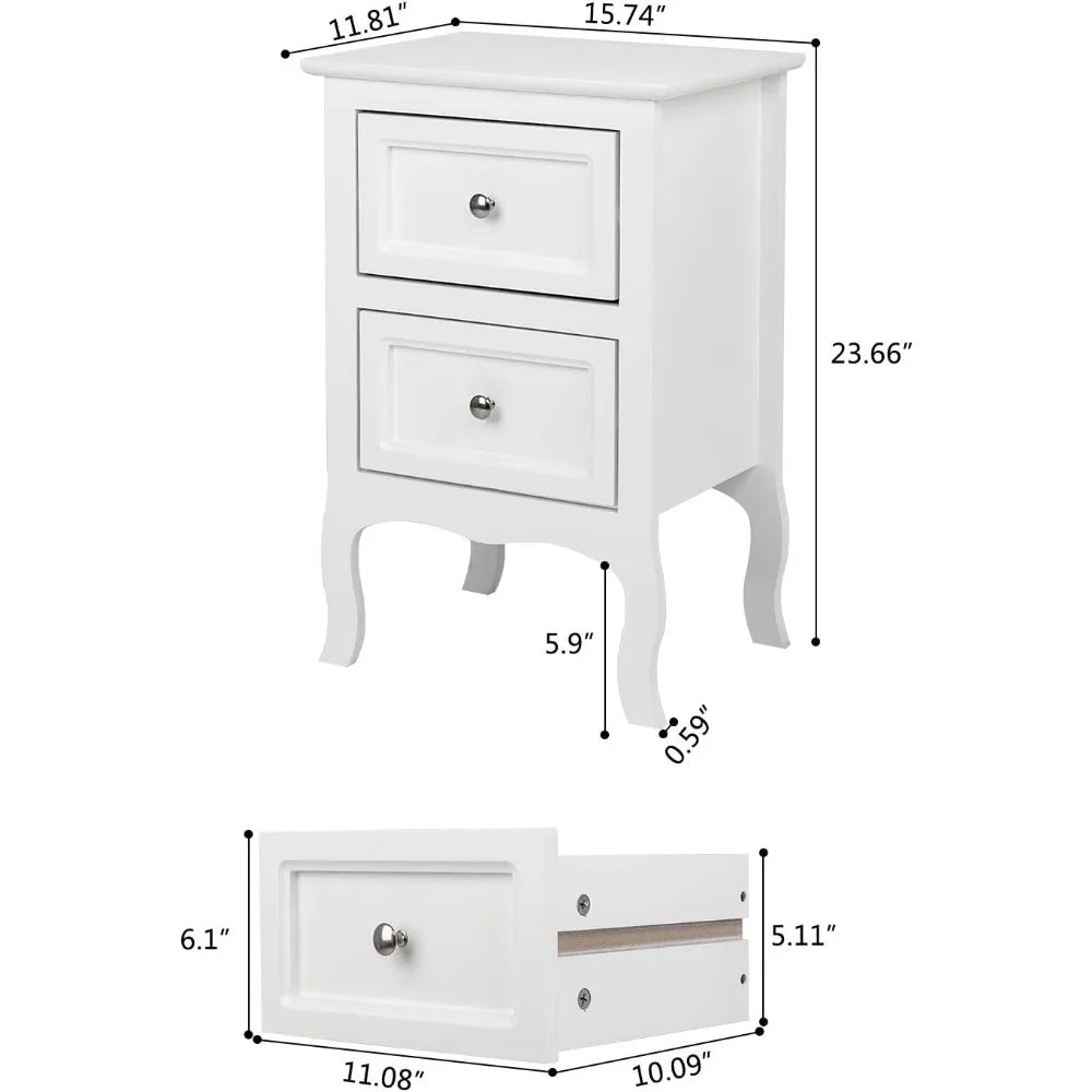 Online Goods Warehouse Bedside Tables With Two Drawers Wood