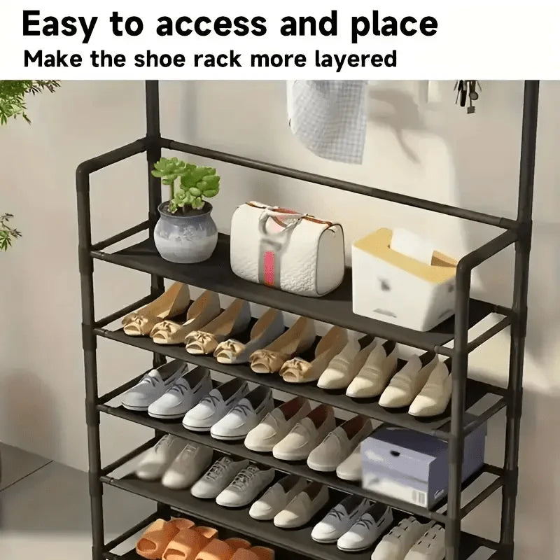 Hat rack, 5-layer multifunctional metal hook with 8 double hooks - space saving storage solution suitable for foyer, living room