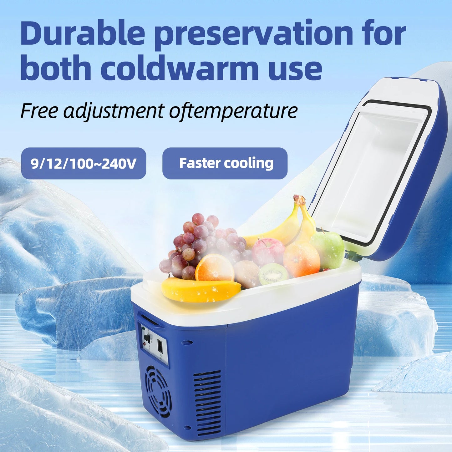 IceBlue Portable Mini Fridge Home Car Dual Use Cooler