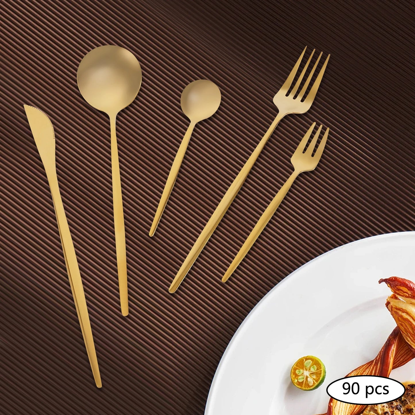 90-Piece Stainless Steel Flatware Set