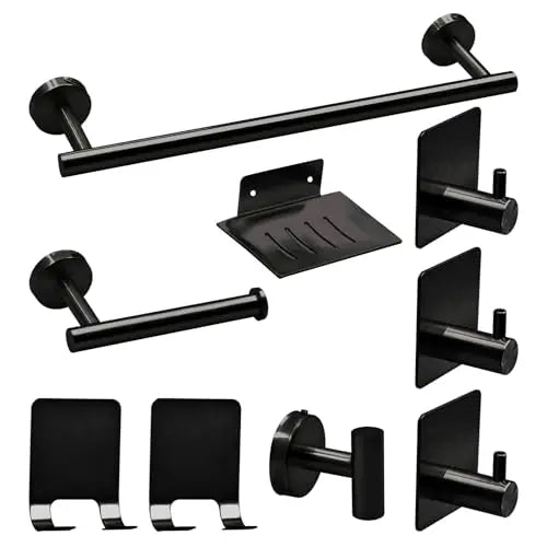 Bathroom Hardware Set 7Pcs Bathroom Towel Rack Including 16" Hand Towel Bars Toilet Paper Holders, Towel Rings, Robe Towel Hooks
