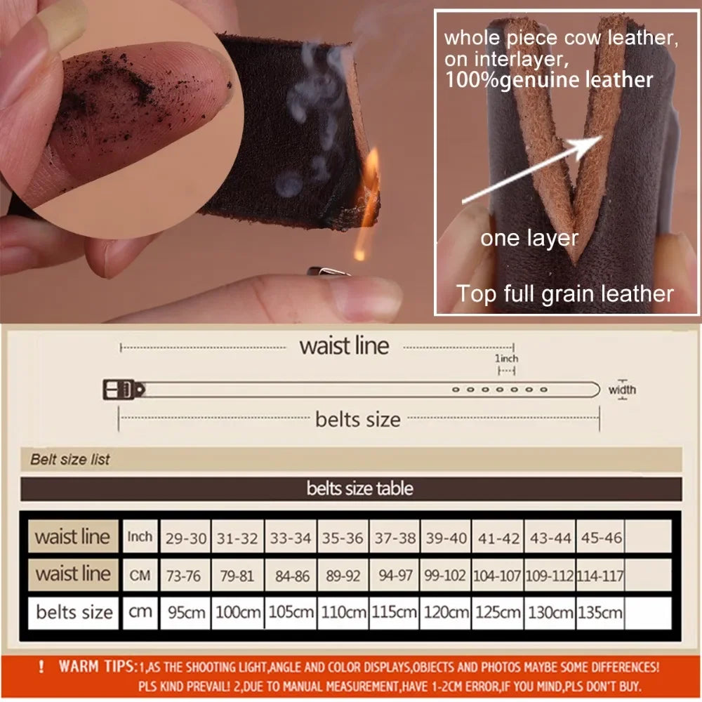 CCOOLERFIRE Full Grain Leather Mens Belt Genuine Cowhide