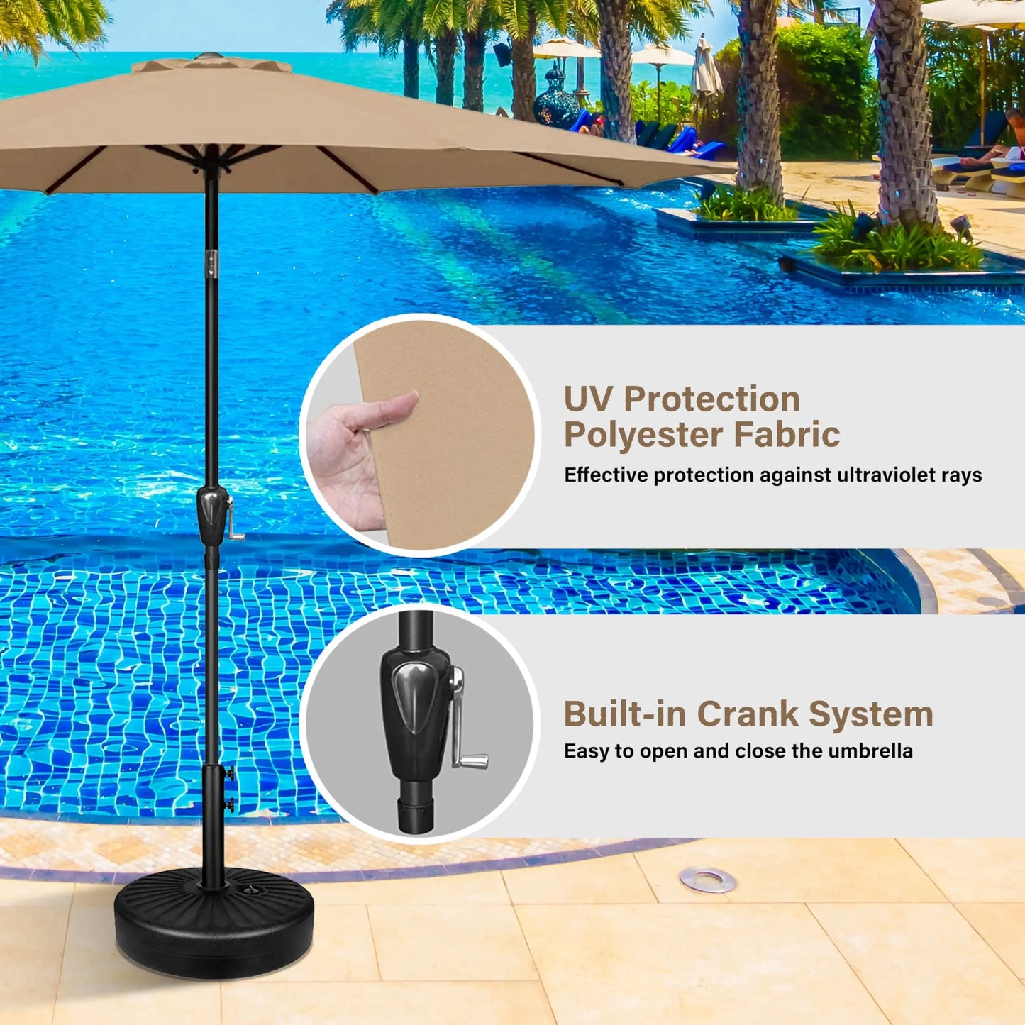 Online Goods Warehouse Outdoor Patio Umbrella Tilt Crank