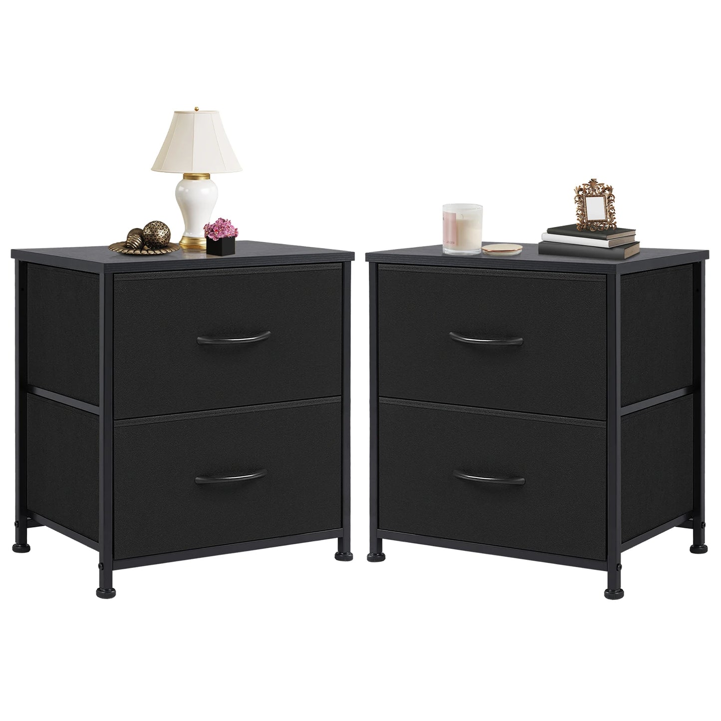 JHK Nightstand Bedside Table With Storage Drawers Cabinet