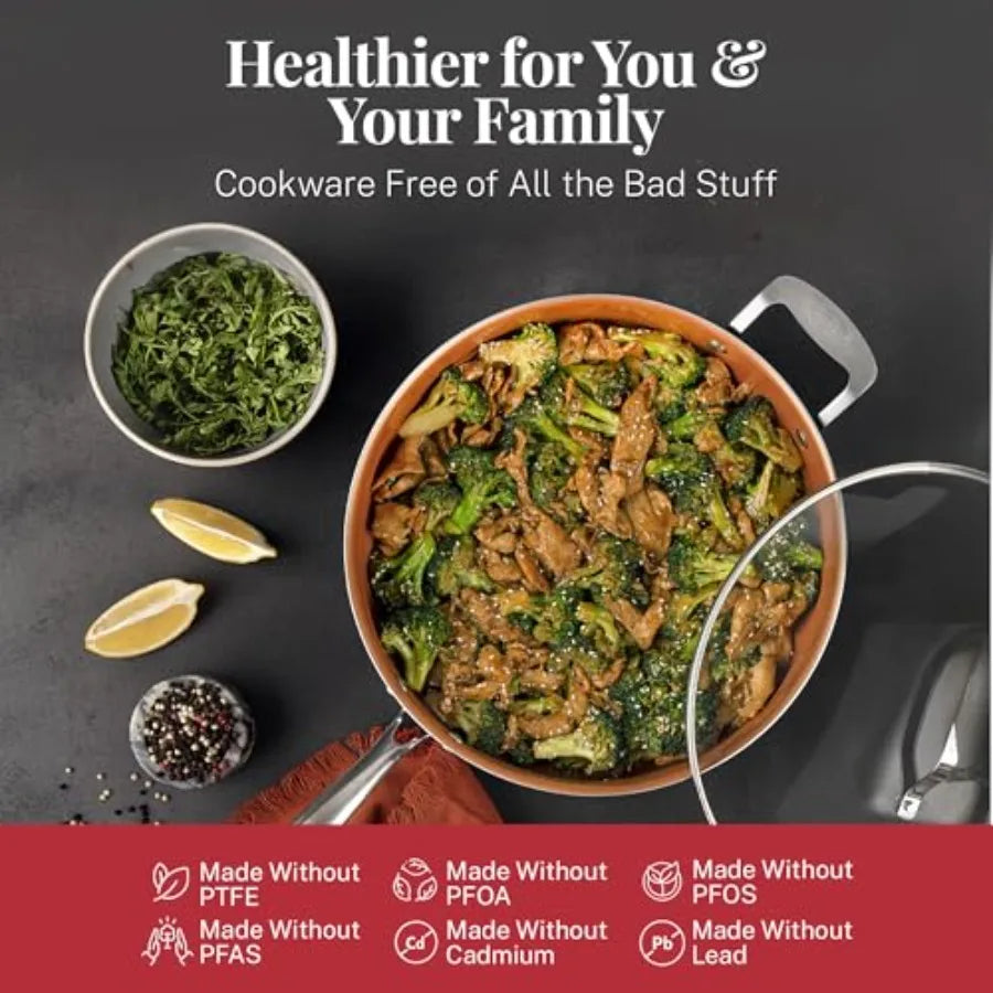 20 Piece Nonstick Pots and Pans Cookware Set with Lids