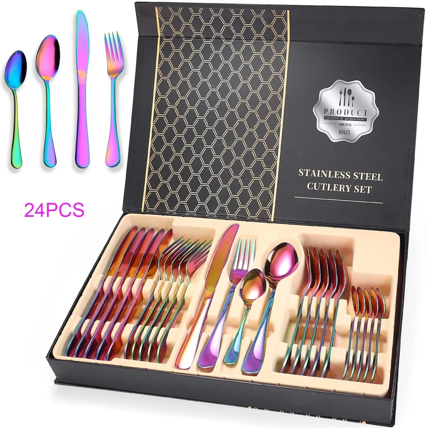 Stainless Steel Flatware Set 24-Piece Service For 6