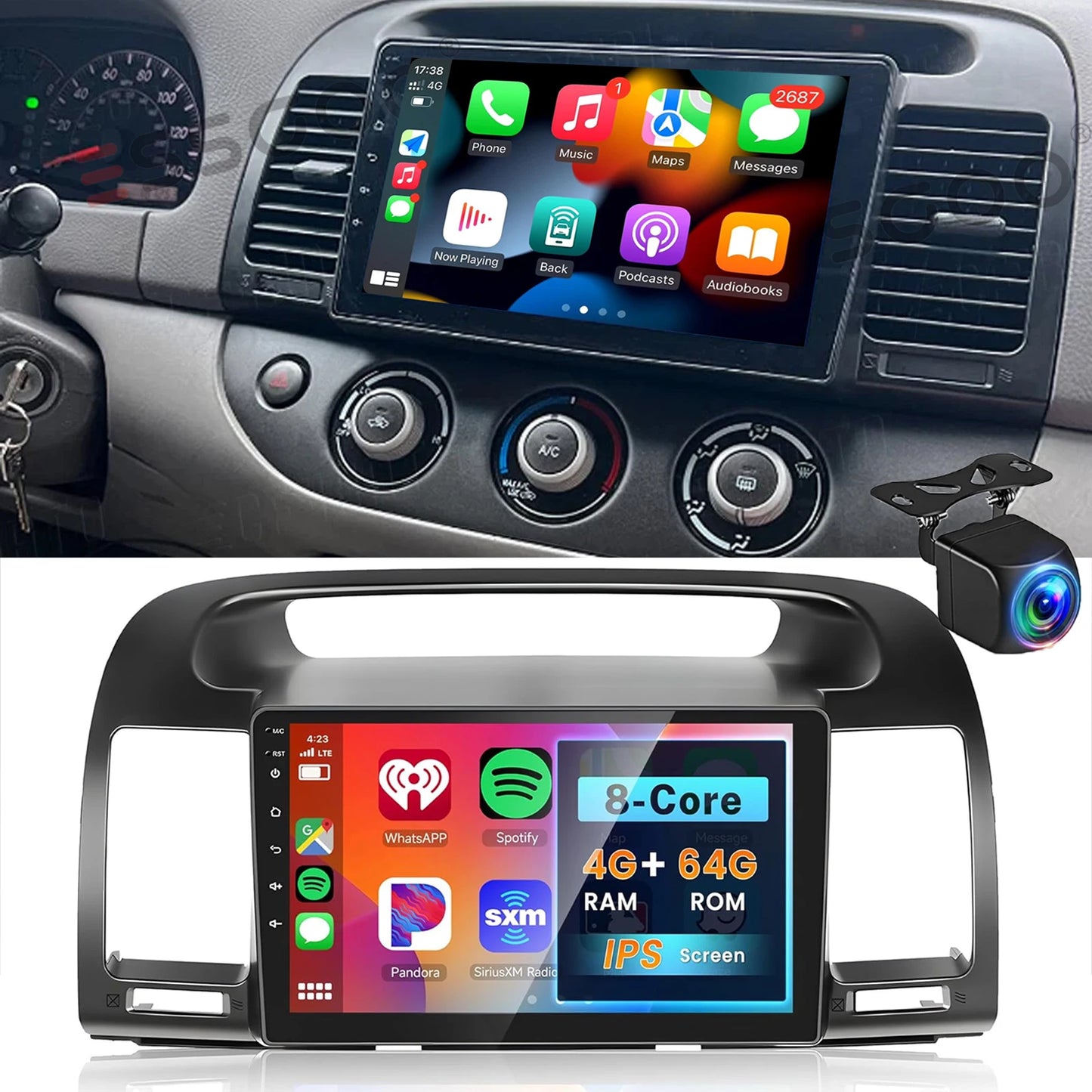 ESSGOO Car Stereo With CarPlay Android Auto GPS Navi