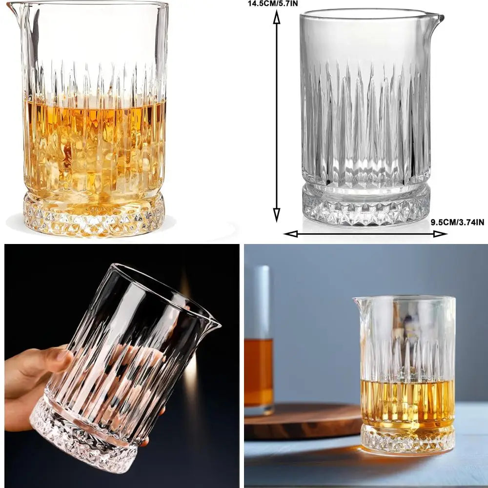 21oz Cocktail Mixing Glass - Lead-Free Hand Blown Barware with - Professional Bartender Kit for Martini, Manhattan, Old Fashione