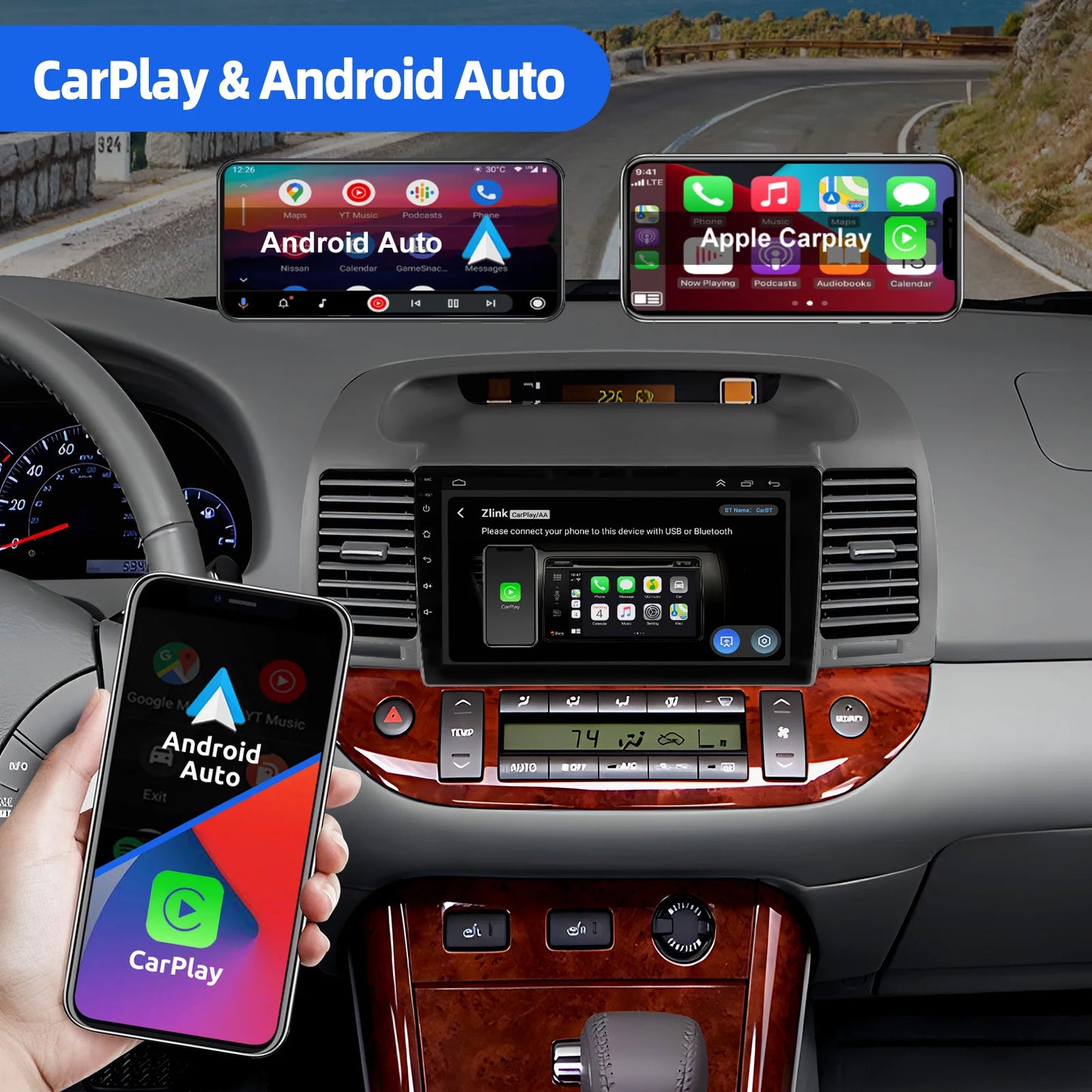 ESSGOO Car Stereo With CarPlay Android Auto GPS Navi