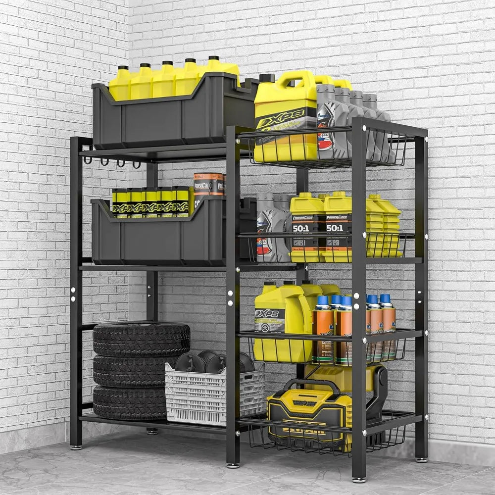 Storage Rack Kitchen Baker's Rack - Utility Microwave Oven Stand with Steel Mesh Baskets
