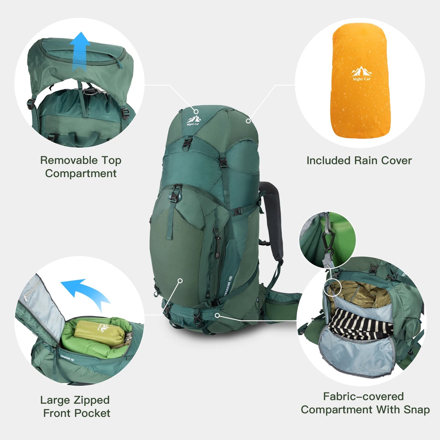 Night Cat Hiking Backpack Internal Frame Unisex Lightweight
