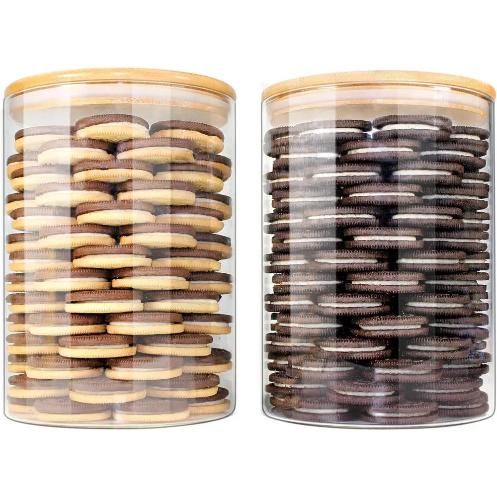 Glass Jars With Bamboo Lids Airtight Canisters Set