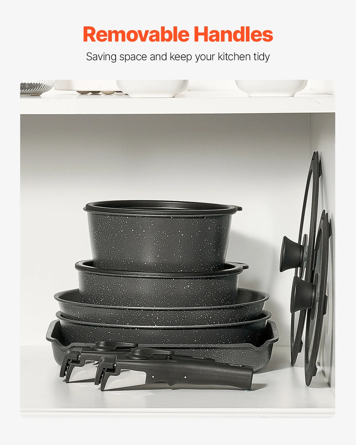 VEVOR Nonstick Cookware Set Granite Pots and Pans Induction