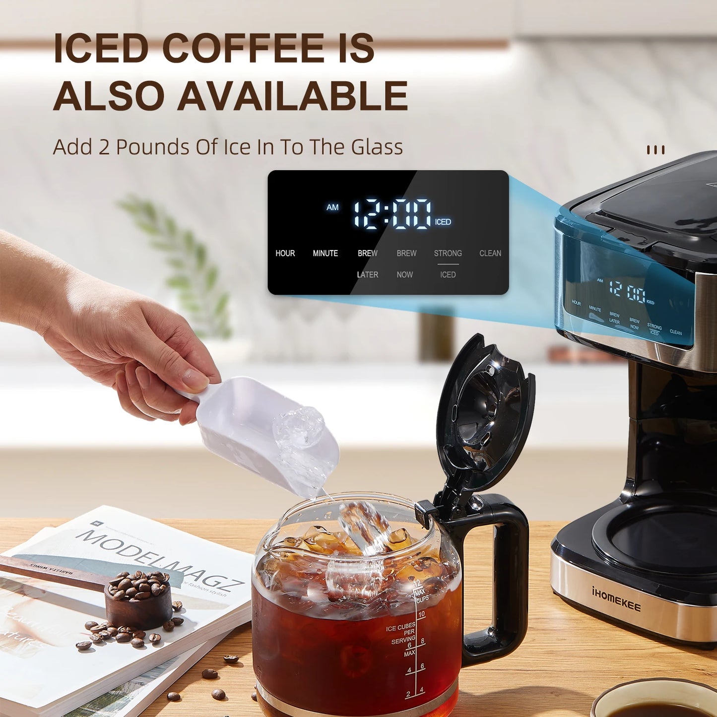 Yabano Programmable Drip Coffee Maker Iced Coffee Function