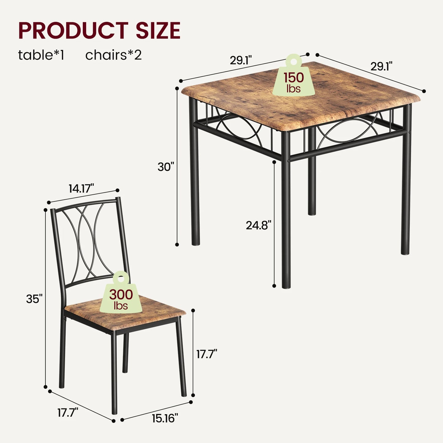 Online Goods Warehouse Dining Table Set Chairs Rustic Wood