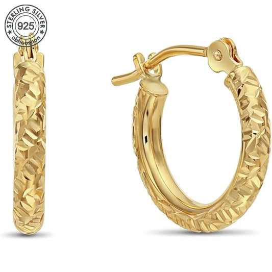 925 Silver Wheat Earrings Italian Diamond Cut Craftsmanship