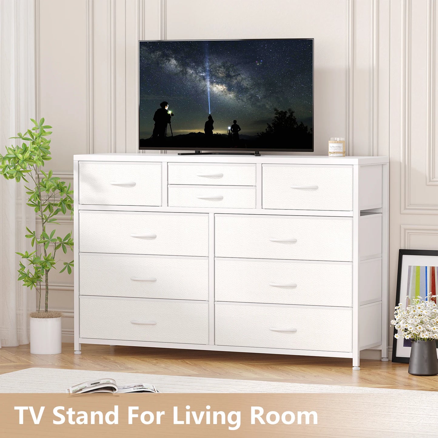 TWISTER.CK 10 Drawers TV Stand Dresser for Living Room